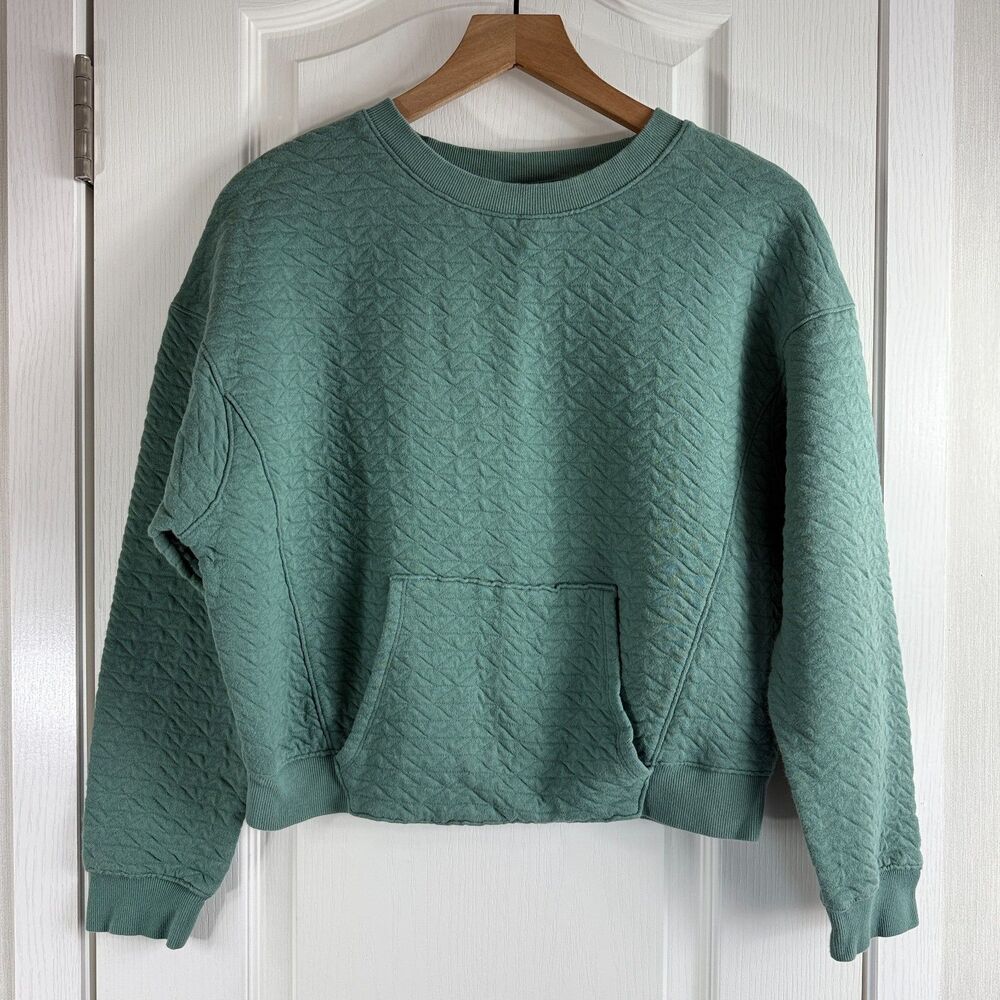 All In Motion Women's Cropped Quilted Sweatshirt Forest Green Size S